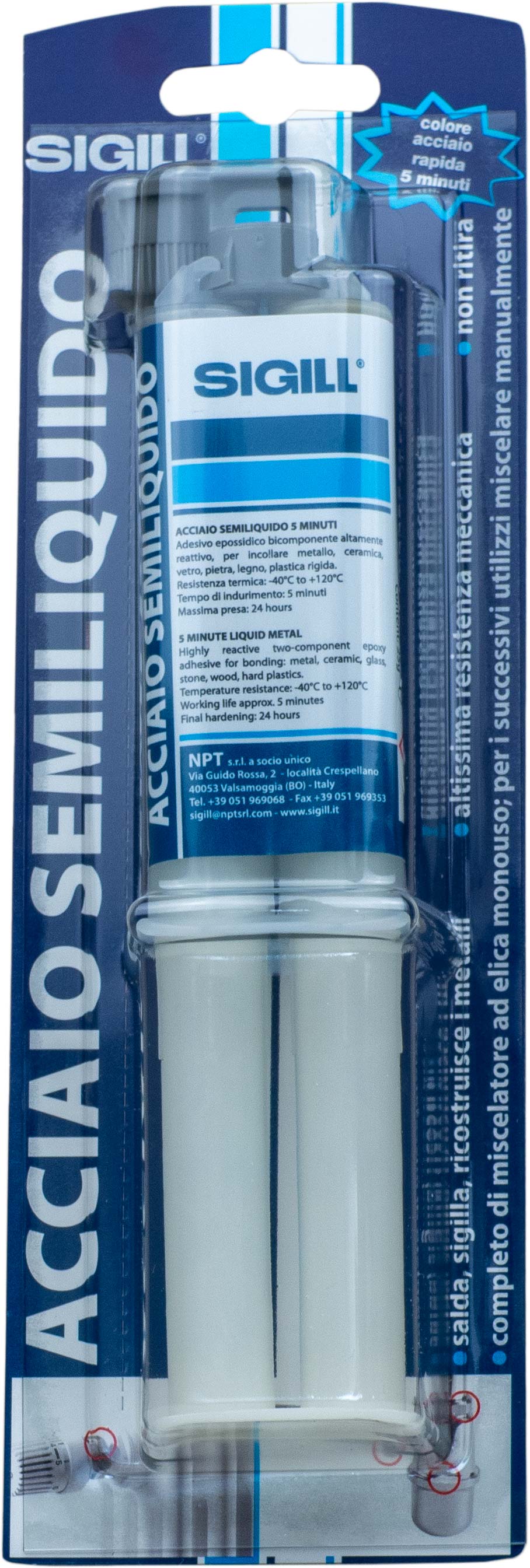 Sigill Acciaio Semiliquido 25 g – Adesivo Epossidico Bicomponente per Metalli