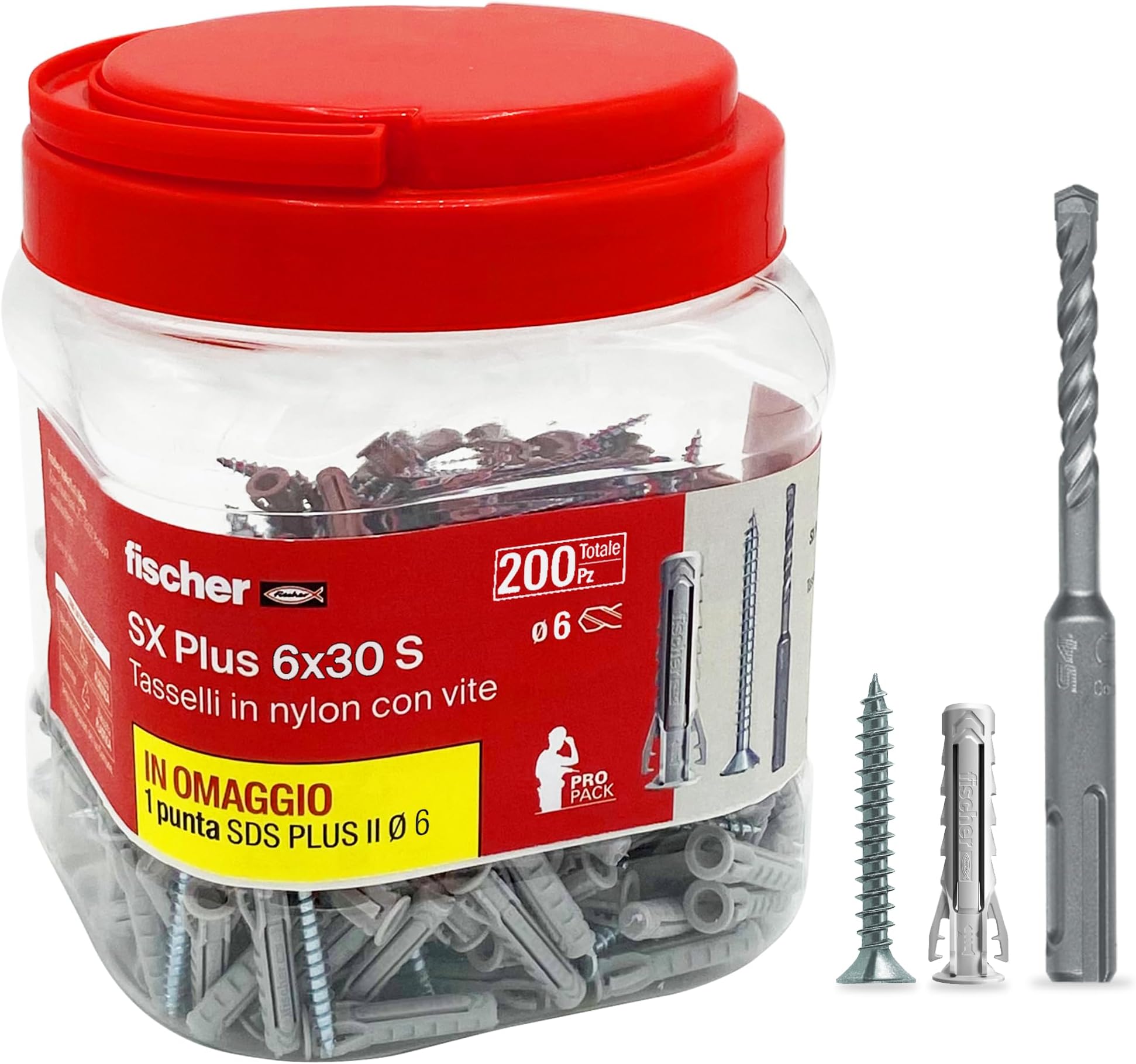 Tasselli Fischer 6x30 pz 200+punta