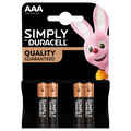 Batterie Duracell Simply AAA (ministilo) 1,5 V – confezione da 4