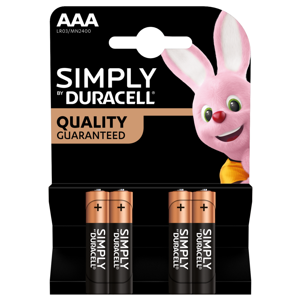 Batterie Duracell Simply AAA (ministilo) 1,5 V – confezione da 4