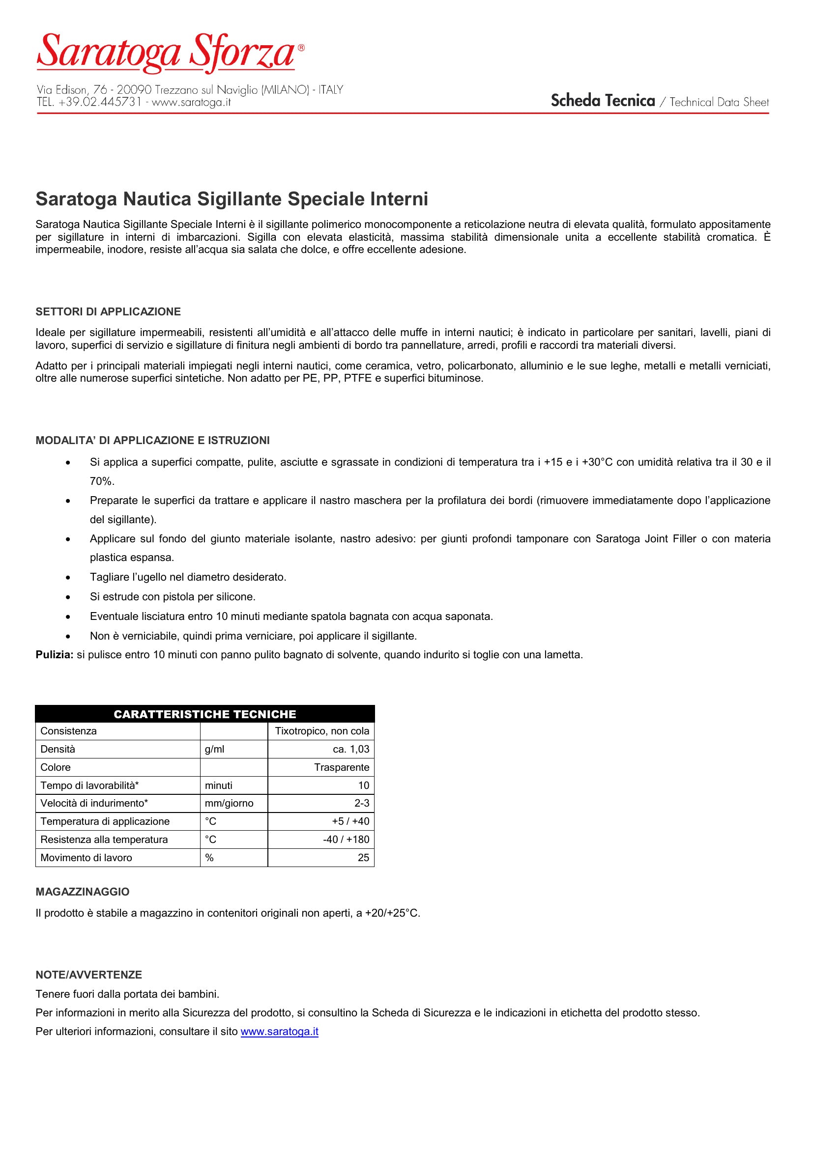 Sigillante Interni Nautica Trasparente Antimuffa 300 ml Saratoga