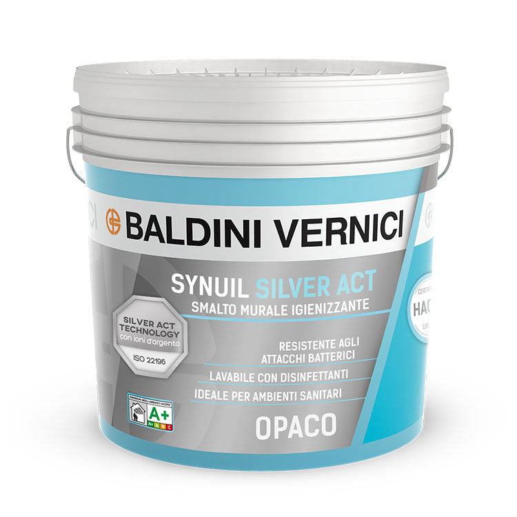 Smalto Murale Igienizzante Opaco Bianco Calibrato 5 L Synuil Silver Act Baldini Vernici